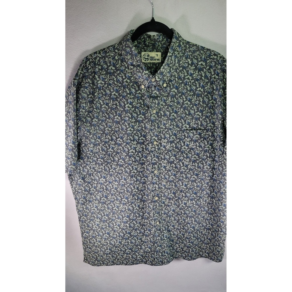 Reyn Spooner Mens Short Sleeve Hawaiian Shirt 2XL Micro Floral Vintage 90s Blue